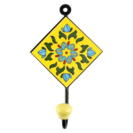 Yellow Floral Ceramic Tile Hook